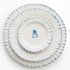 Pomegranate Inc Ruffled Cobalt Blue Dinner Plate | Set of 2