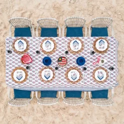 Pomegranate Inc Sagar Red & Blue Tablecloth New