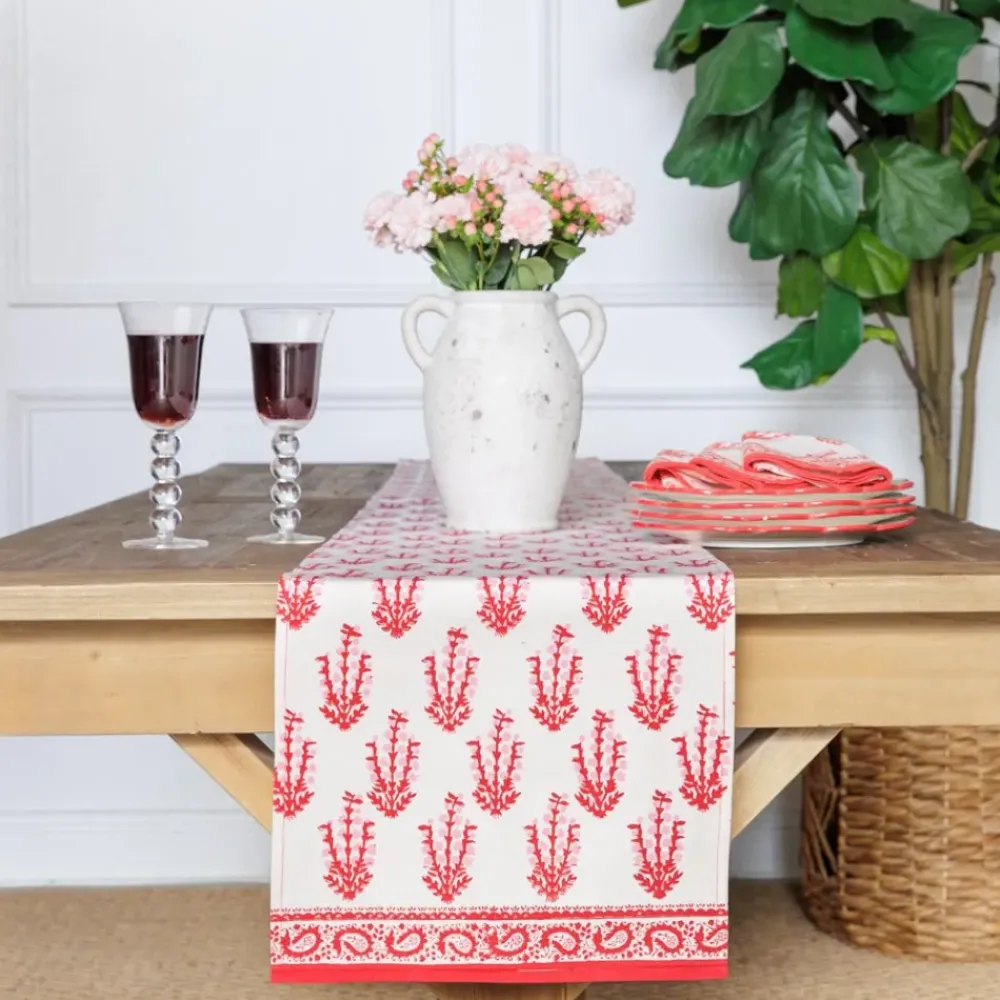 Pomegranate Inc Sagar Red & Pink Table Runner New