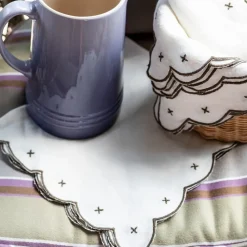 Pomegranate Inc Scalloped Knot Brown Embroidered Linen Napkin | Set of 4 Outlet