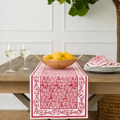 Pomegranate Inc Tapestry Deep Red Table Runner Clearance