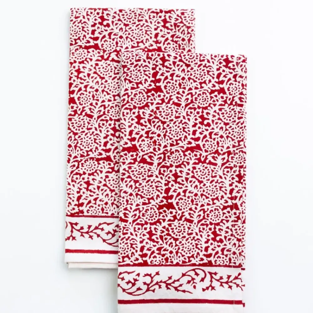 Pomegranate Inc Tapestry Deep Red Tea Towels