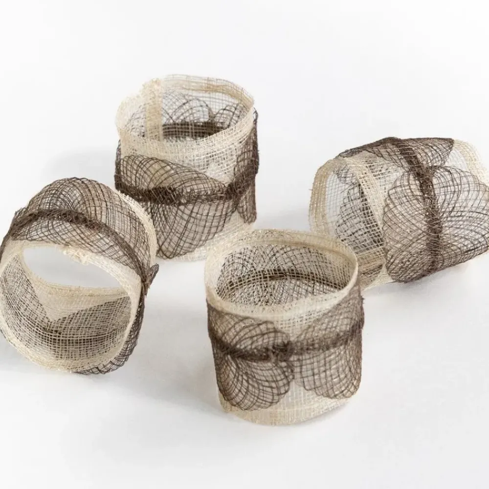 Pomegranate Inc Taupe Poplar Leaf Napkin Rings | Set of 4 Sale