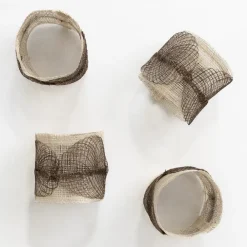 Pomegranate Inc Taupe Poplar Leaf Napkin Rings | Set of 4 Sale