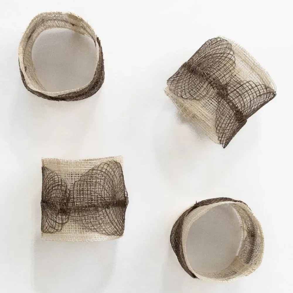 Pomegranate Inc Taupe Poplar Leaf Napkin Rings | Set of 4 Sale