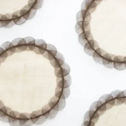 Pomegranate Inc Taupe Poplar Leaf Rice Paper Placemat | Set of 4