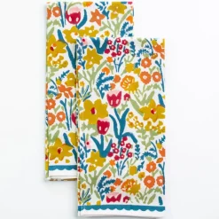 Pomegranate Inc Teal Garden Tea Towels New