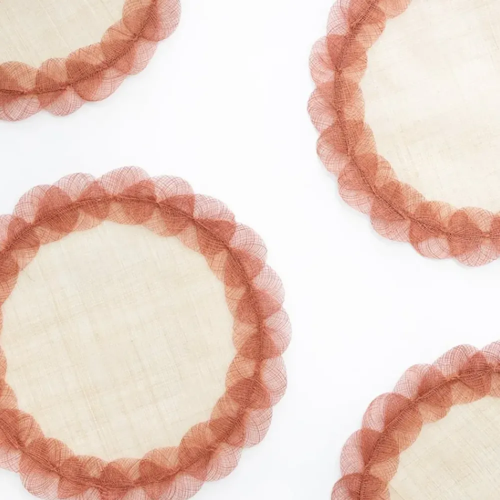 Pomegranate Inc Terracotta Poplar Leaf Rice Paper Placemat | Set of 4 Hot