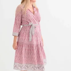 Pomegranate Inc Tulip Sundial Mauveglow Collared Wrap Dress Best
