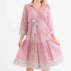 Pomegranate Inc Tulip Sundial Mauveglow Collared Wrap Dress Best