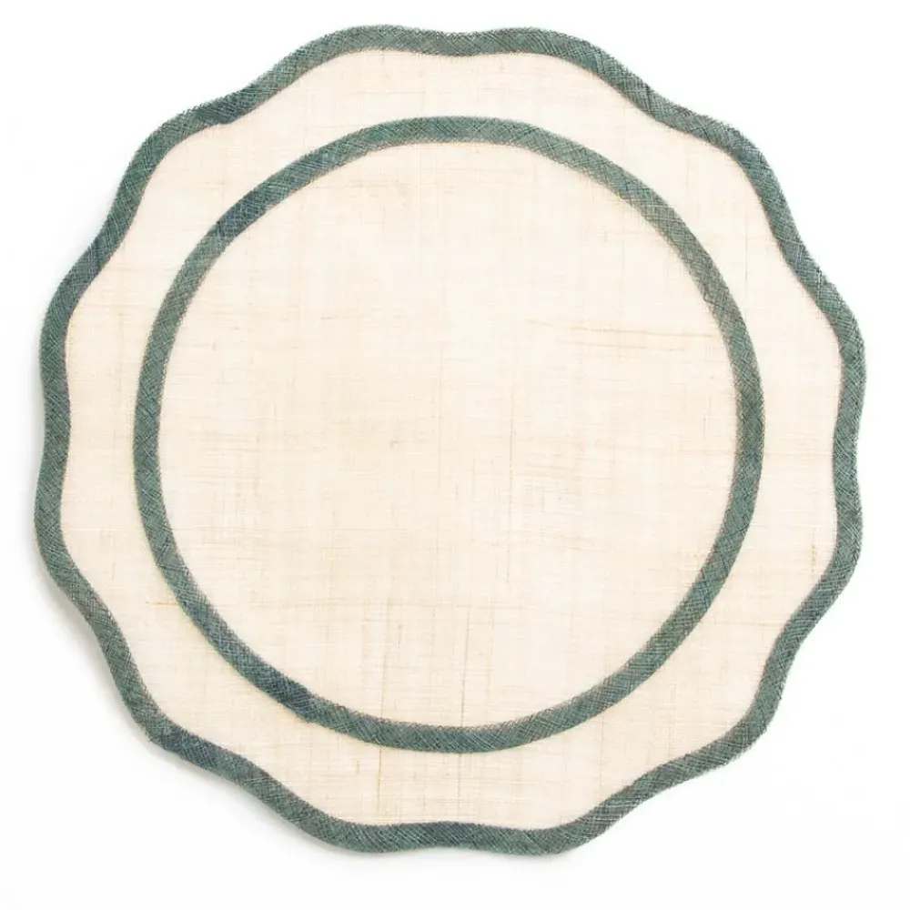 Pomegranate Inc Turkish Blue Scalloped Rice Paper Placemat | Set of 4 Hot