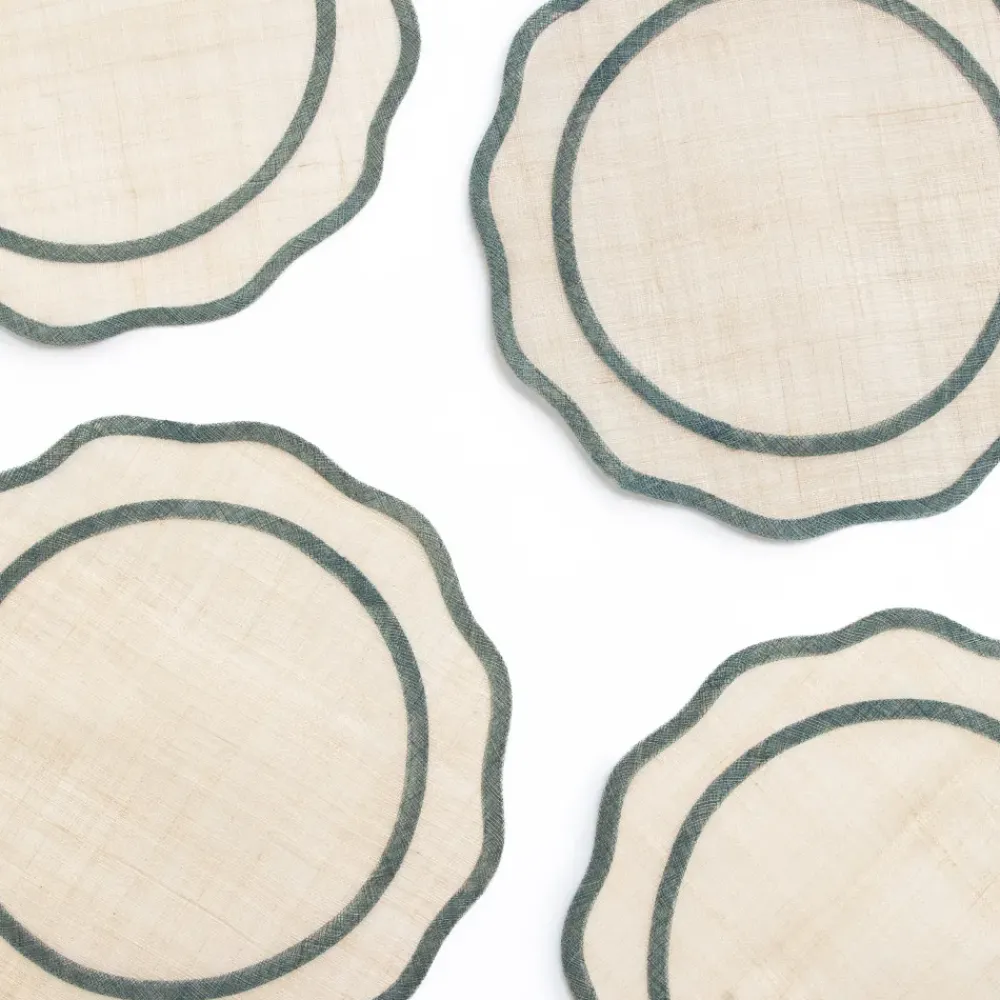 Pomegranate Inc Turkish Blue Scalloped Rice Paper Placemat | Set of 4 Hot