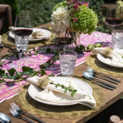 Pomegranate Inc Twig & Bud Moss Embroidered Linen Napkin | Set of 4 Online