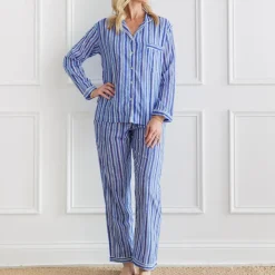 Pomegranate Inc Watercolor Blue Stripe PJ Set Clearance