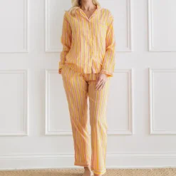 Pomegranate Inc Watercolor Orange Stripe Pajama Set Best