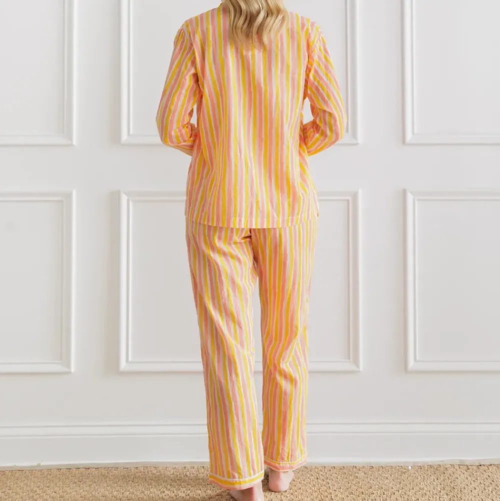 Pomegranate Inc Watercolor Orange Stripe Pajama Set Best