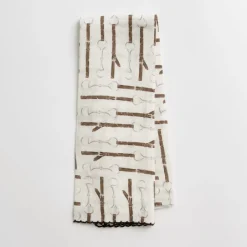 Pomegranate Inc White Linen Snaffle & Buckle Fingertip Towels Clearance