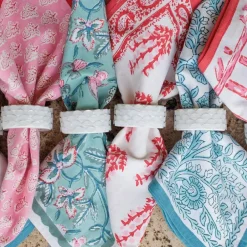 Pomegranate Inc White Round Resin Beaded Napkin Ring | Set of 4 Discount