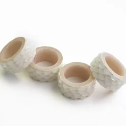 Pomegranate Inc White Round Resin Beaded Napkin Ring | Set of 4 Discount