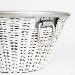 Pomegranate Inc White Wicker and Aluminum Ice Bucket with Handles Discount