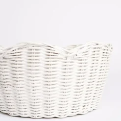 Pomegranate Inc White Wicker Scalloped Bowl New