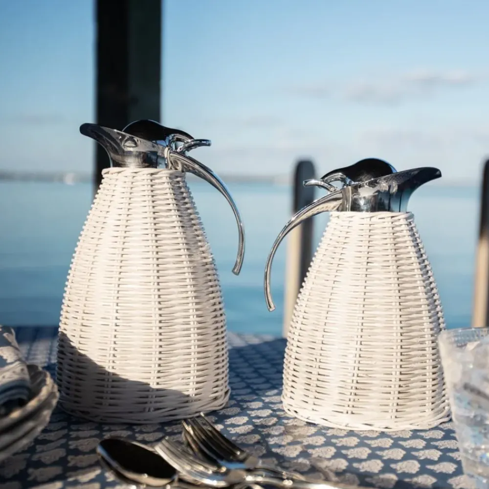 Pomegranate Inc White Wicker Thermos Sale