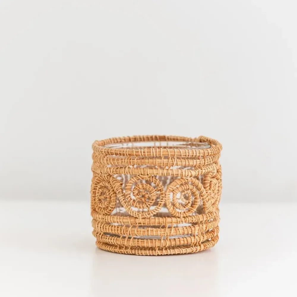 Pomegranate Inc Woven Natural Candle Holder / Vase Small Outlet