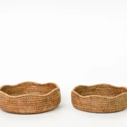 Pomegranate Inc Woven Rattan Scalloped Bowl Outlet