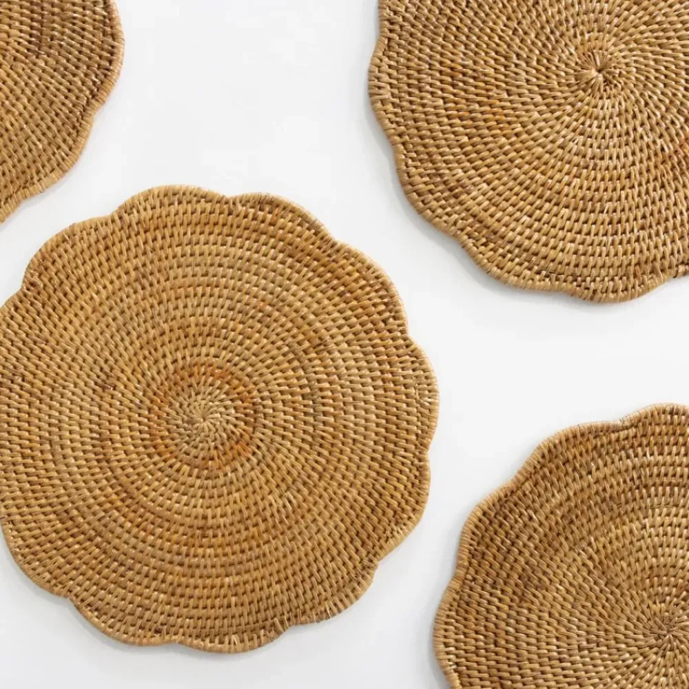 Pomegranate Inc Woven Rattan Scalloped Placemats | Set of 4 Sale