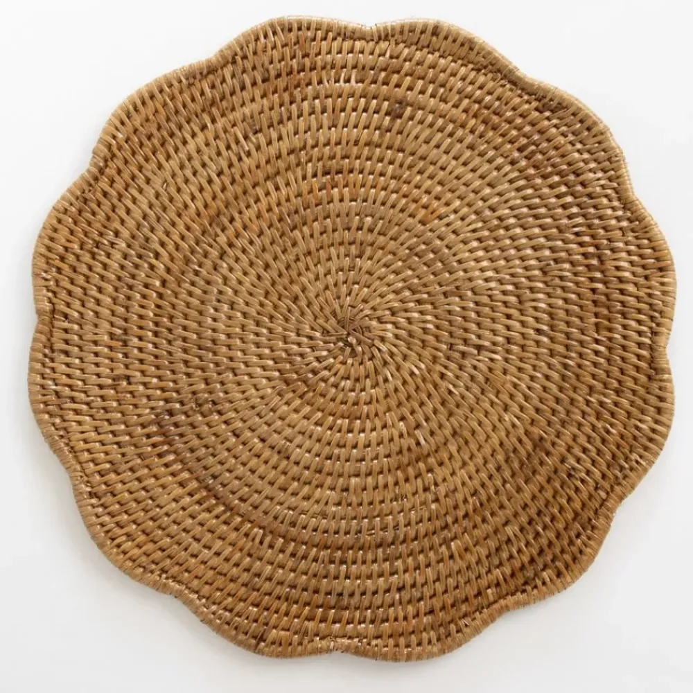 Pomegranate Inc Woven Rattan Scalloped Placemats | Set of 4 Sale