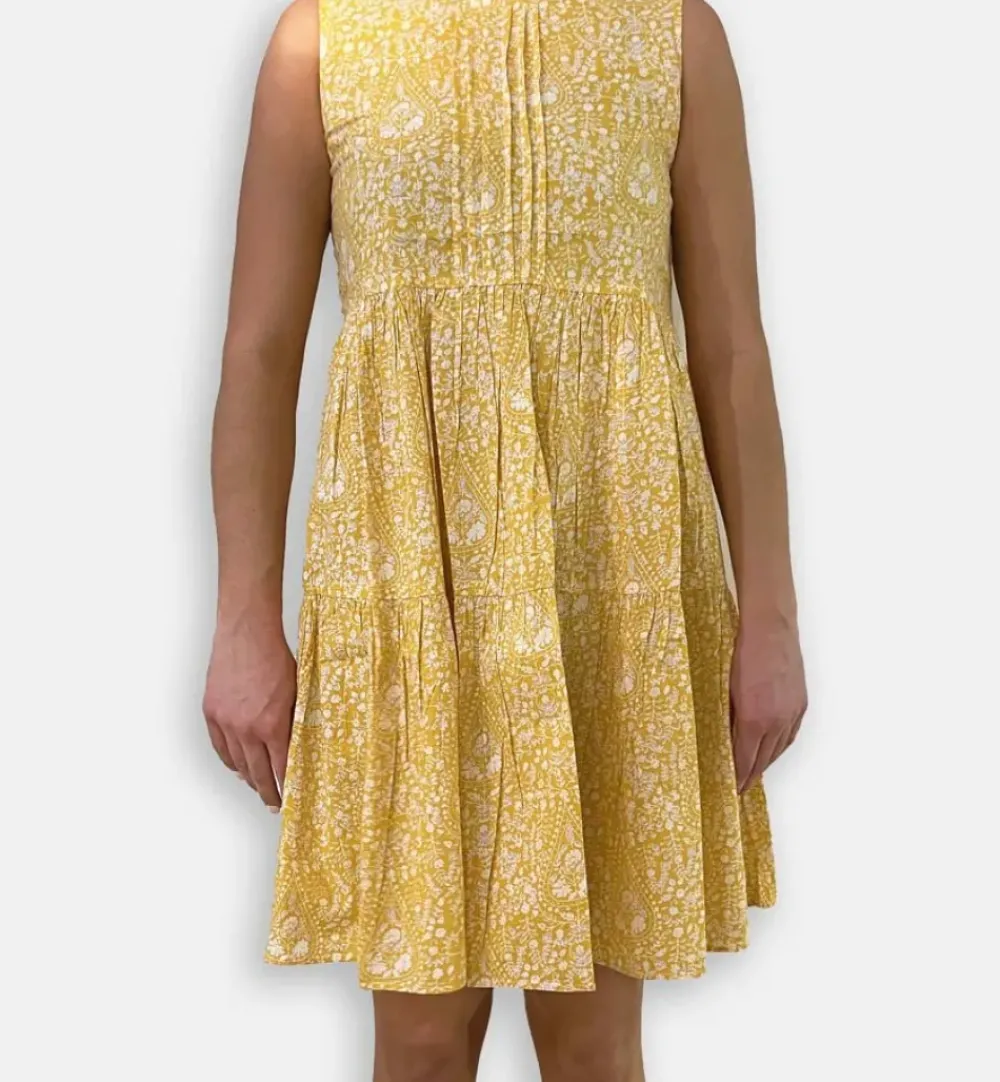 Pomegranate Inc Yellow Paisley Layered Dress Online