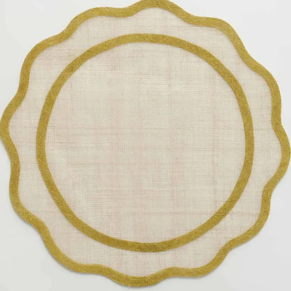 Pomegranate Inc Yellow Scallop Edge Woven Placemats | Set 4 Sale